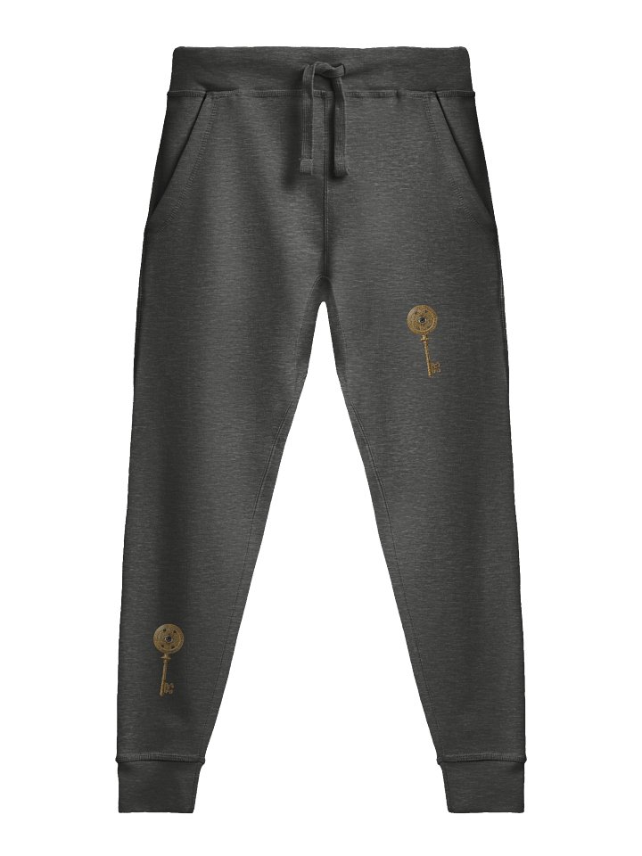 The Gatekeeper’s Key Fleece Joggers – Diagonal Dual Leg Print | Charcoal Heather | product image (1)