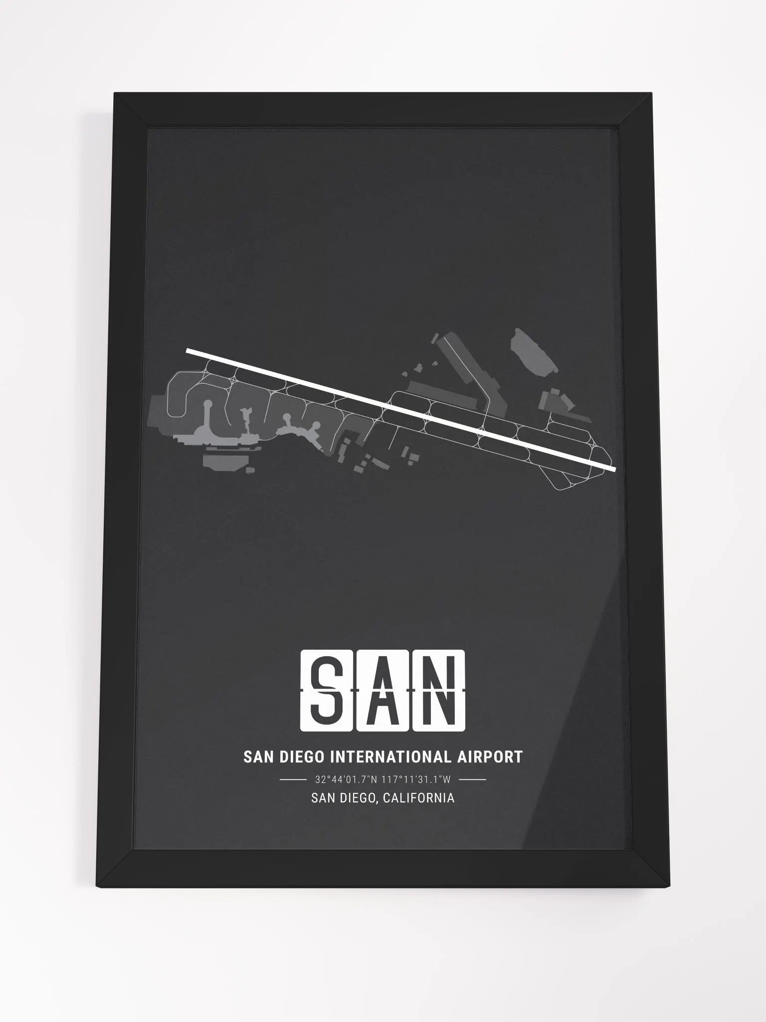 Framed Airport SAN Premium Map On Matt Paper product image (4)