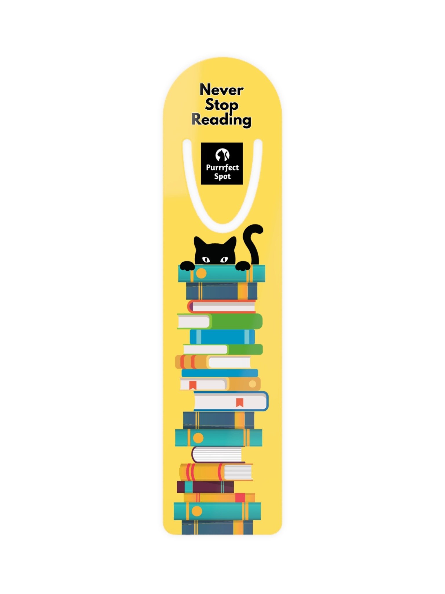 “Never Stop Reading” Black Cat Metal Bookmark product image (4)