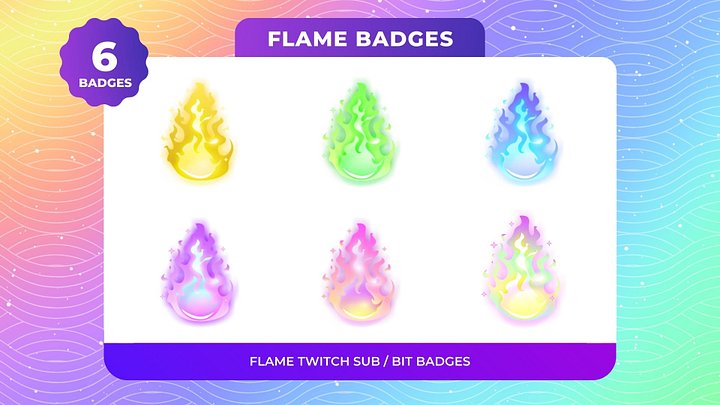 Flame Twitch Badges 6-Pack product image (1)