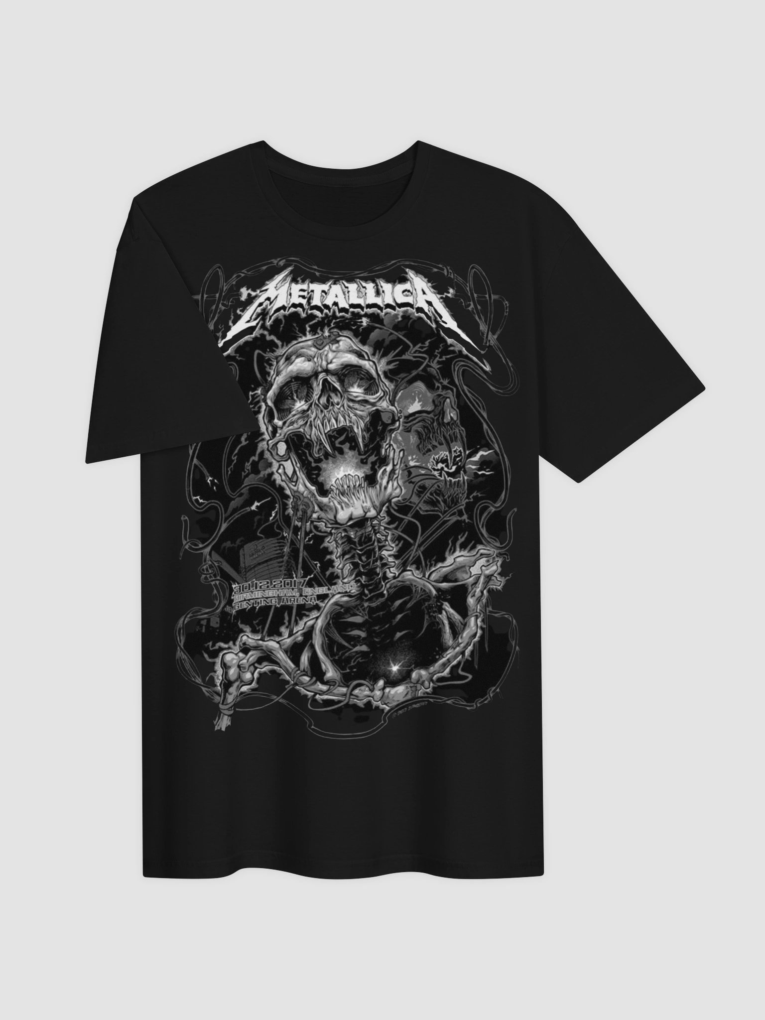 Metallica Screaming Skeleton T-Shirt | Dark Thrash Horror Illustration Graphic | Heavy Metal Underground Icon Tee product image (2)