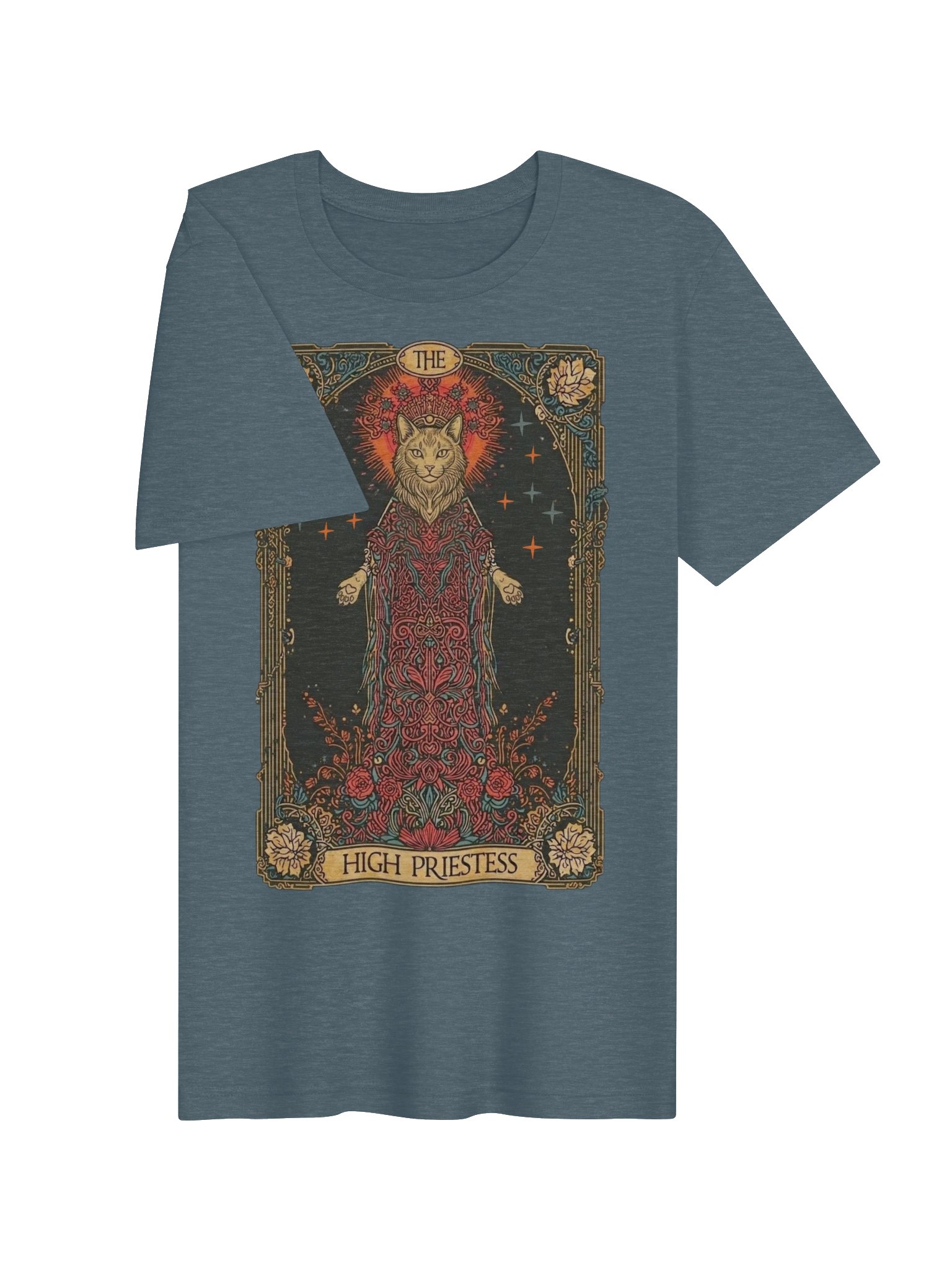 High Priestess Cat Shirt, Mystical Tarot Card Tee product image (4)
