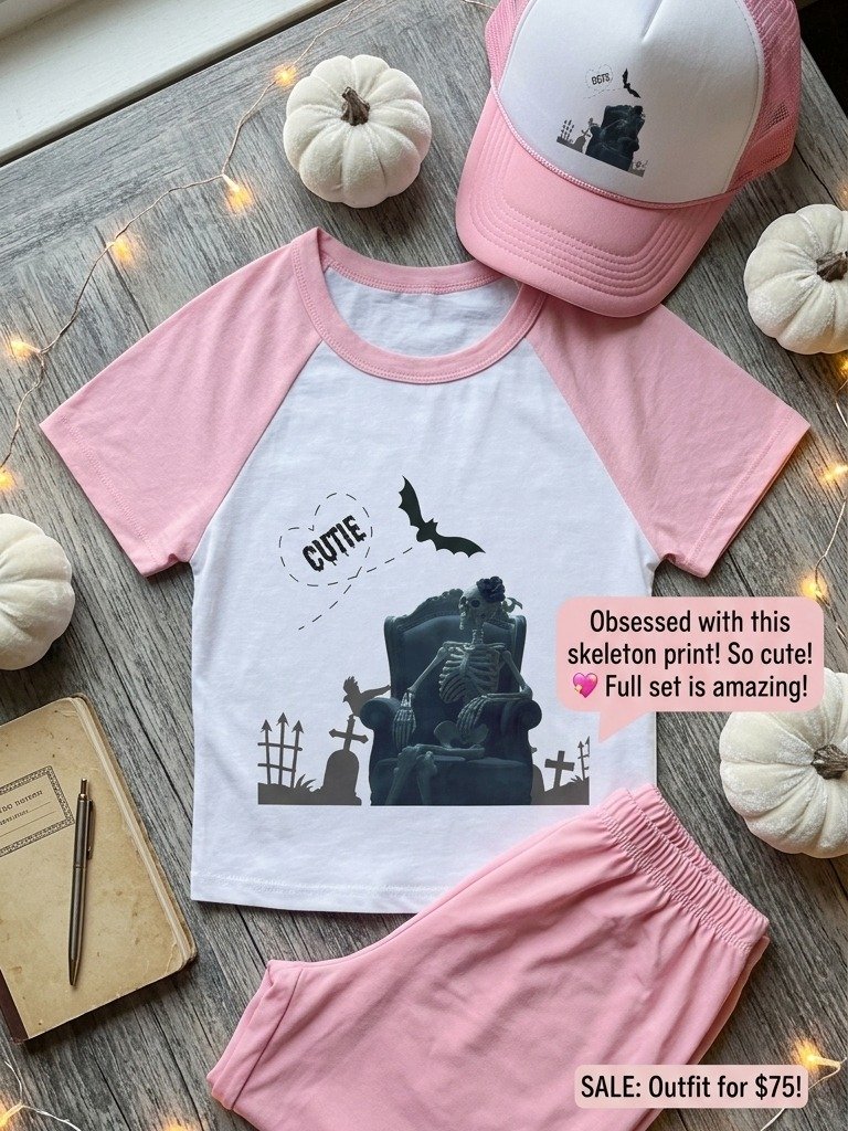 Pink aesthetic gothic outfit combo with free scrunchy product image (1)