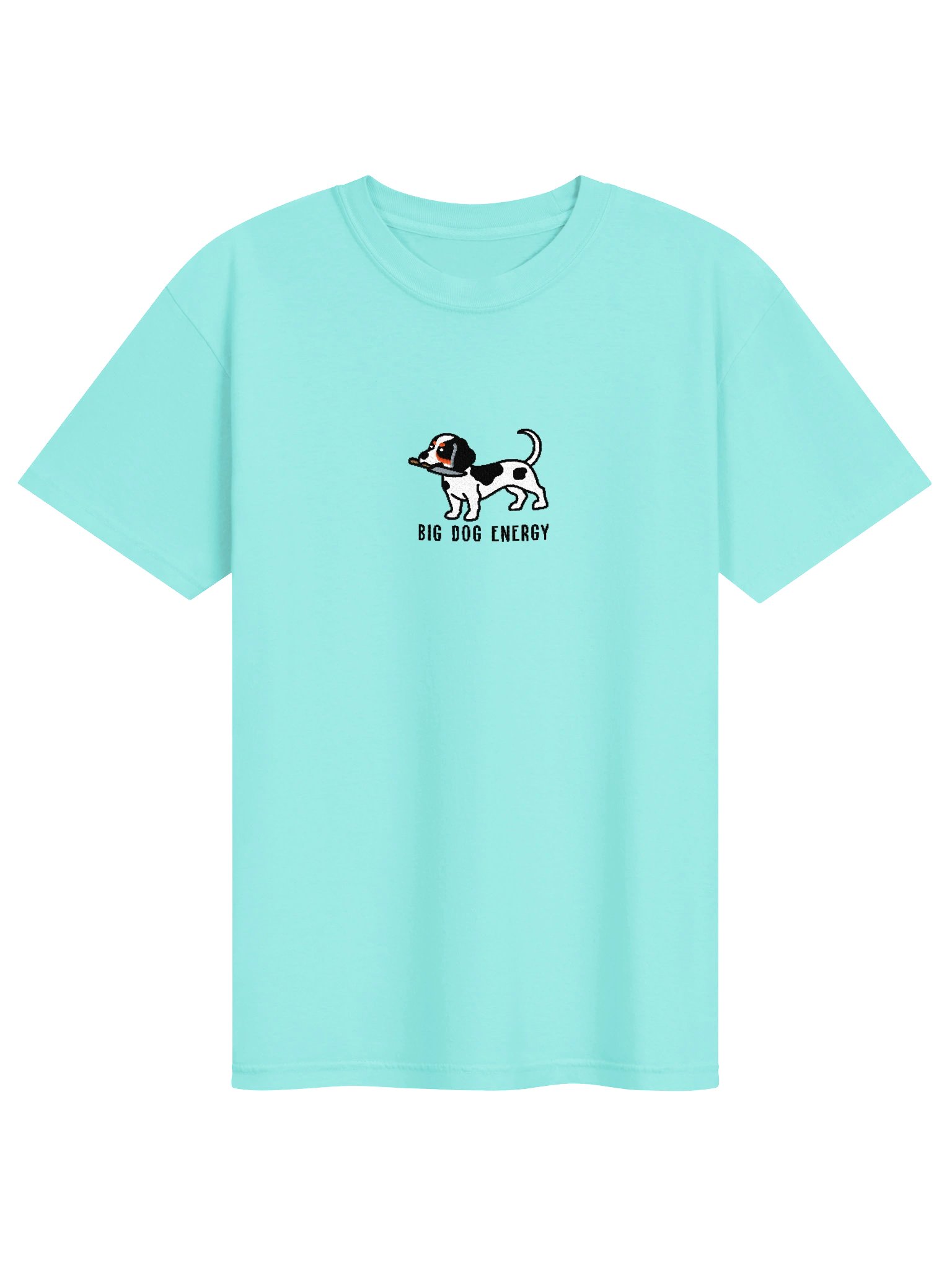 Big Dog Energy Funny Chibi-Style Embroidered T-Shirt for Dachshund(Pied, Black & White) Owners product image (73)