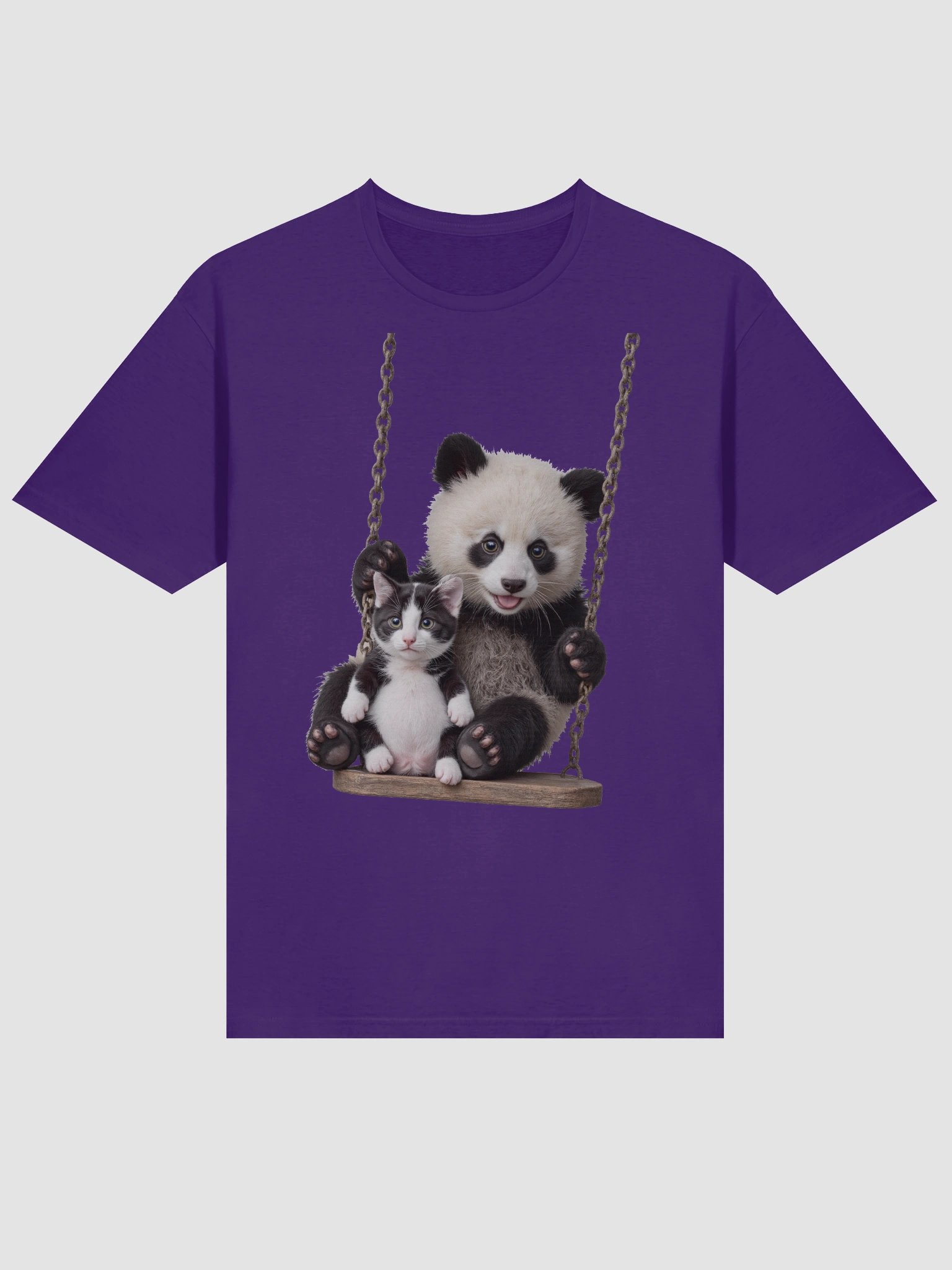 Panda and Kitten Swing Adventure T-Shirt product image (27)