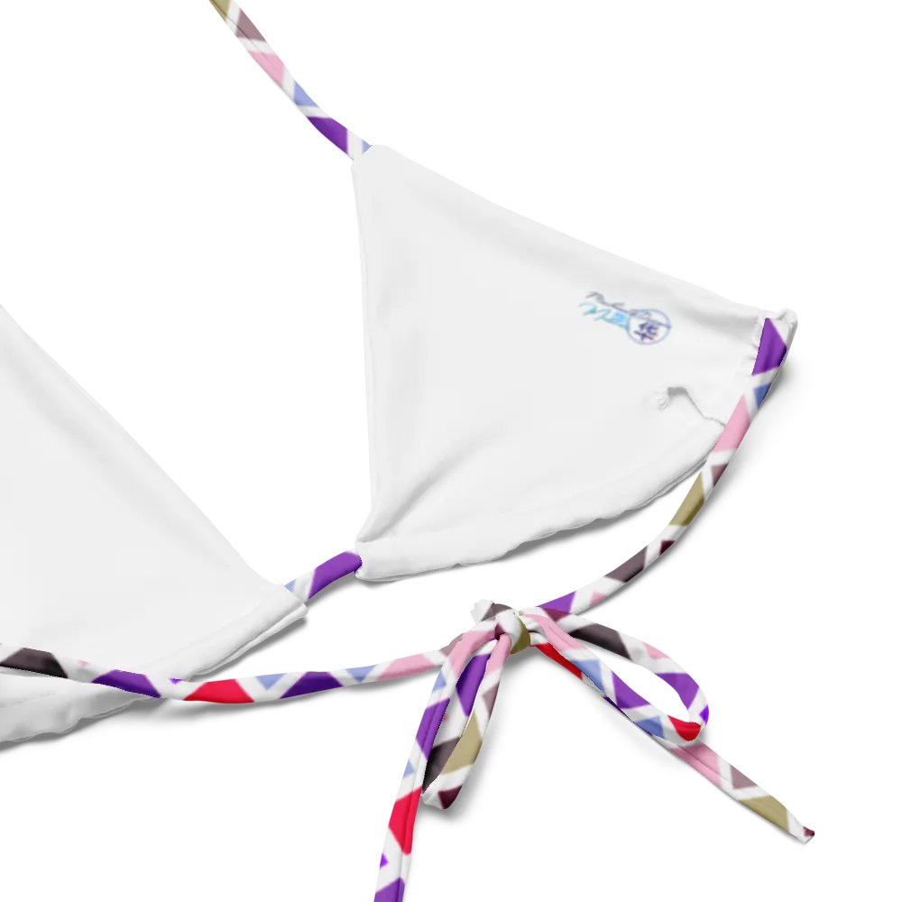 Colorful Square Pattern Design String Bikini Top - v1 product image (4)