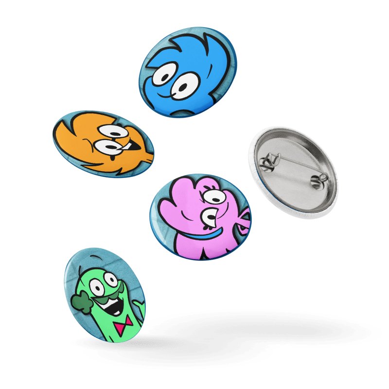Cartoon Safety Pin Buttons Set 1 product image (7)