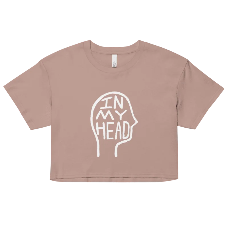 In My Head (white design) printed cotton crop top product image (1)