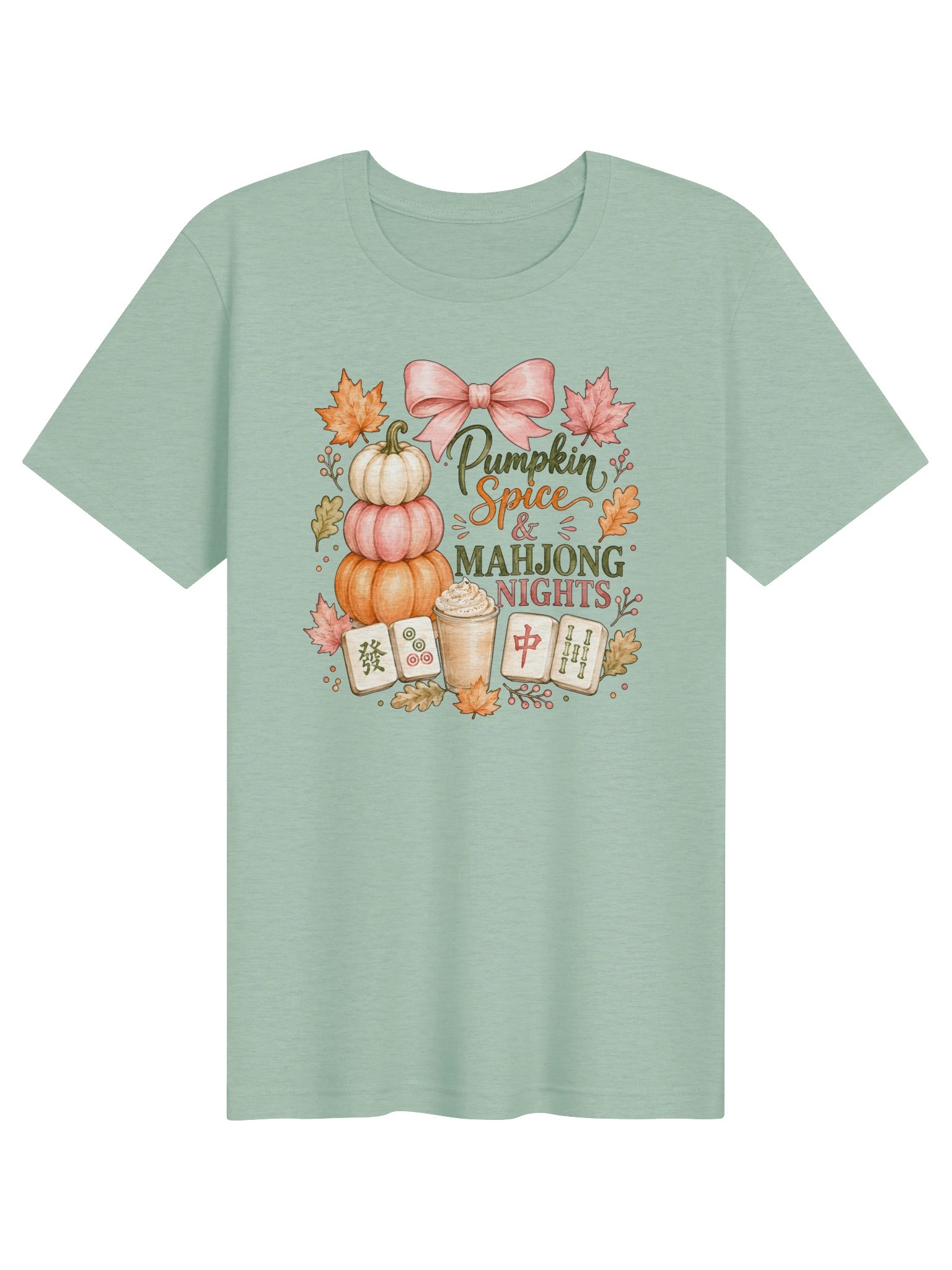 Pumpkin Spice & Mahjong Nights T-Shirt | Fall Mahjong Shirt product image (1)
