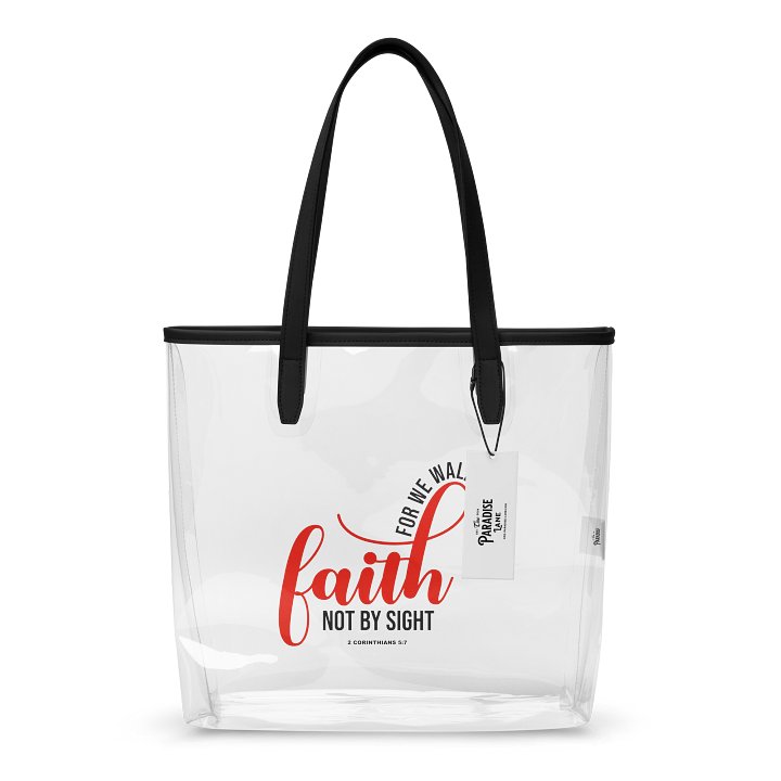 Walk by Faith Clear Tote Bag – Stylish, Spacious & Security-Approved product image (1)