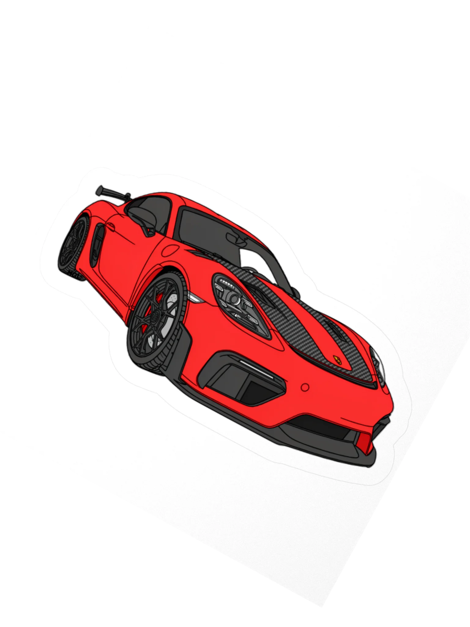 Red Porsche GT4 RS Sticker (Retro, Sketch, Silhouette) product image (6)