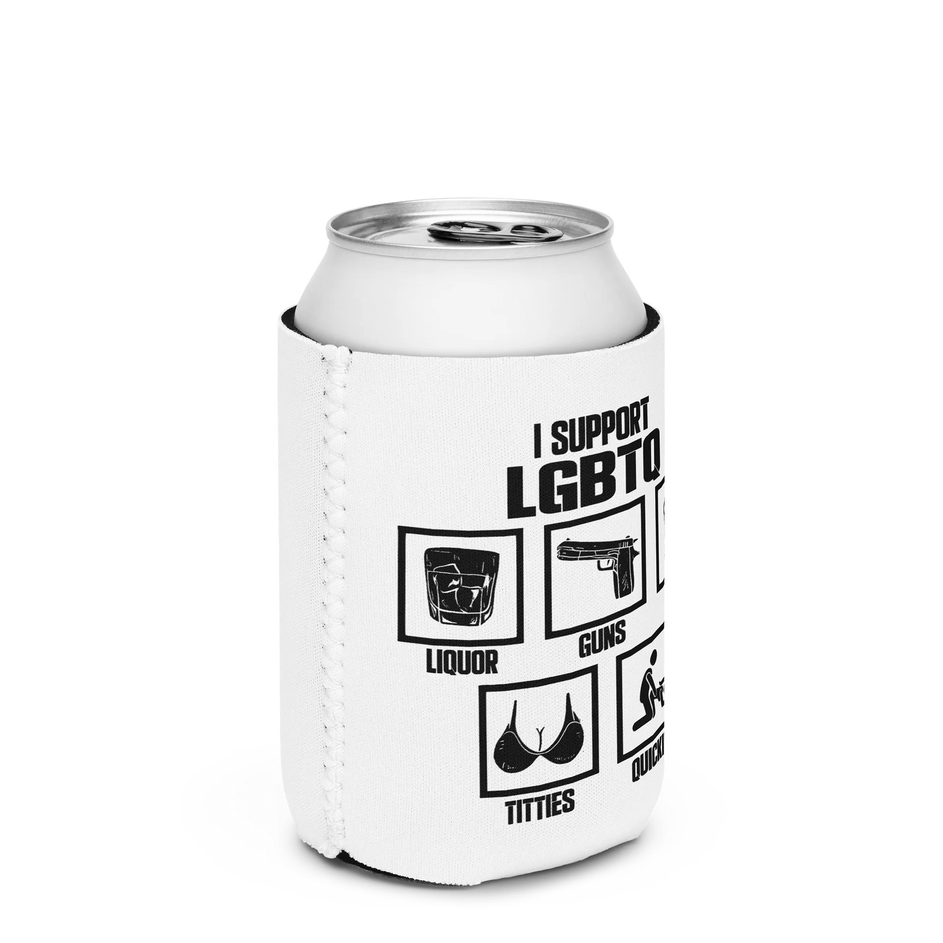 I Support LGBTQ Liquor Guns Beer Titties Quickies Coozie product image (3)