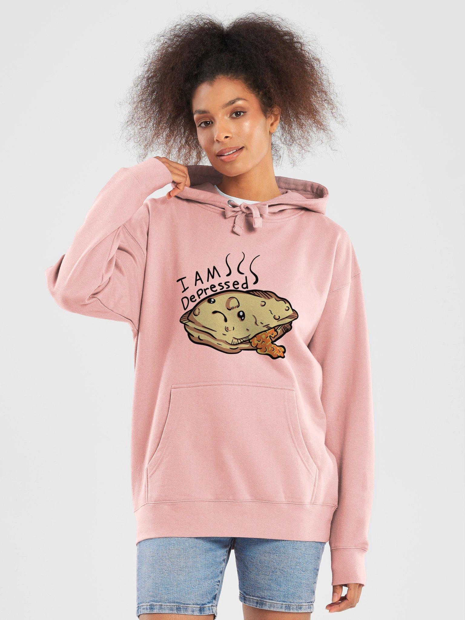 Funny Pizza Roll Hoodie, I Am Depressed Food Pun Sweatshirt product image (15)