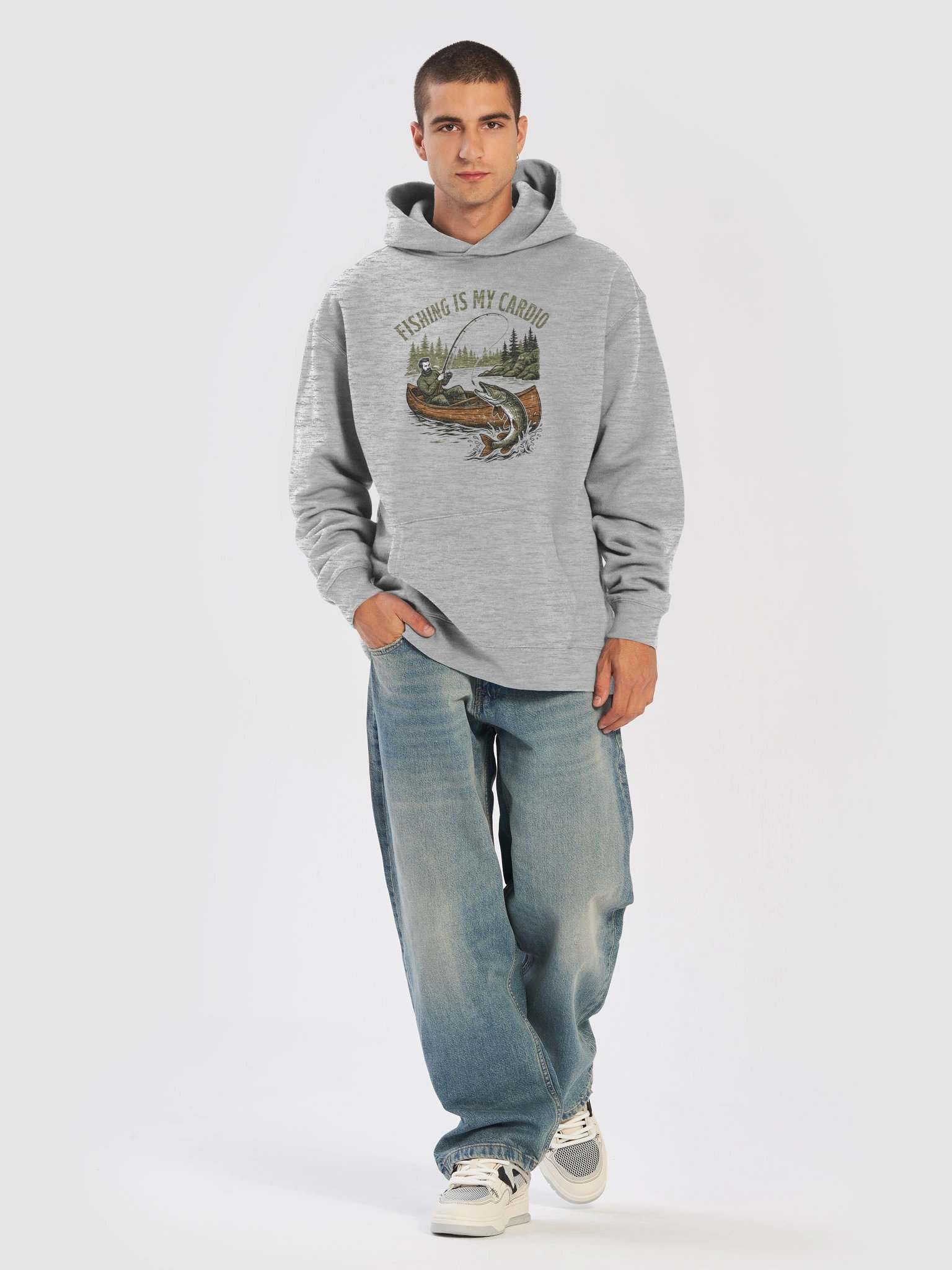Premium Relaxed Hoodie (Unisex) - "Fishing is my Cardio" Design product image (29)