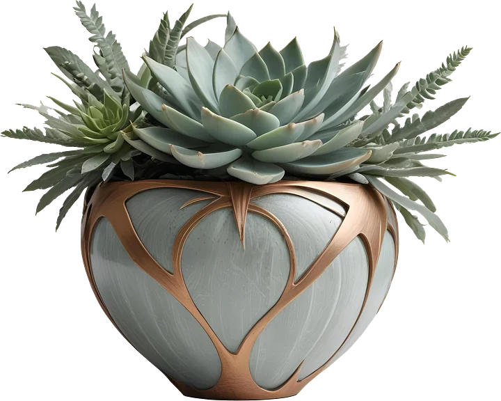 Gatsby Grace – Art Deco Pot with Succulent PNG product image (1)