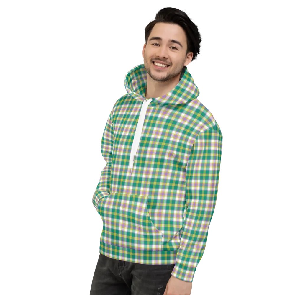 Seafoam Green and Purple Plaid Hoodie product image (5)