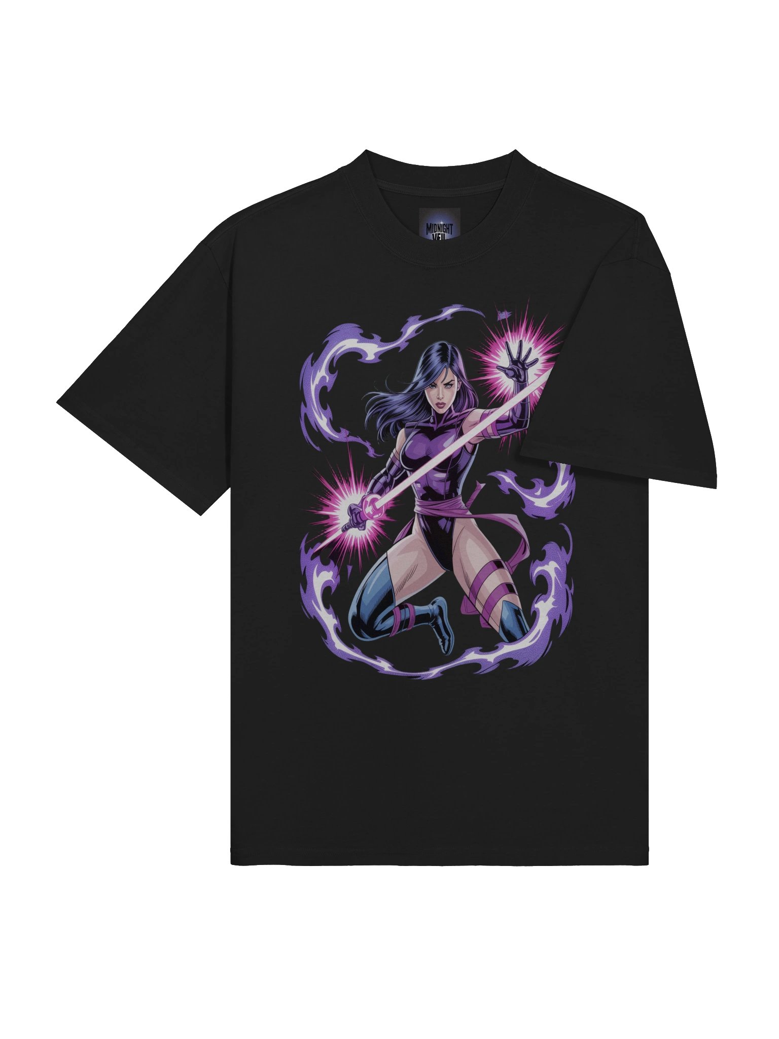 Psylocke Phantom Vortex Oversized Faded T-Shirt - Exclusive Midnight Veil Designs Unisex Tee product image (4)