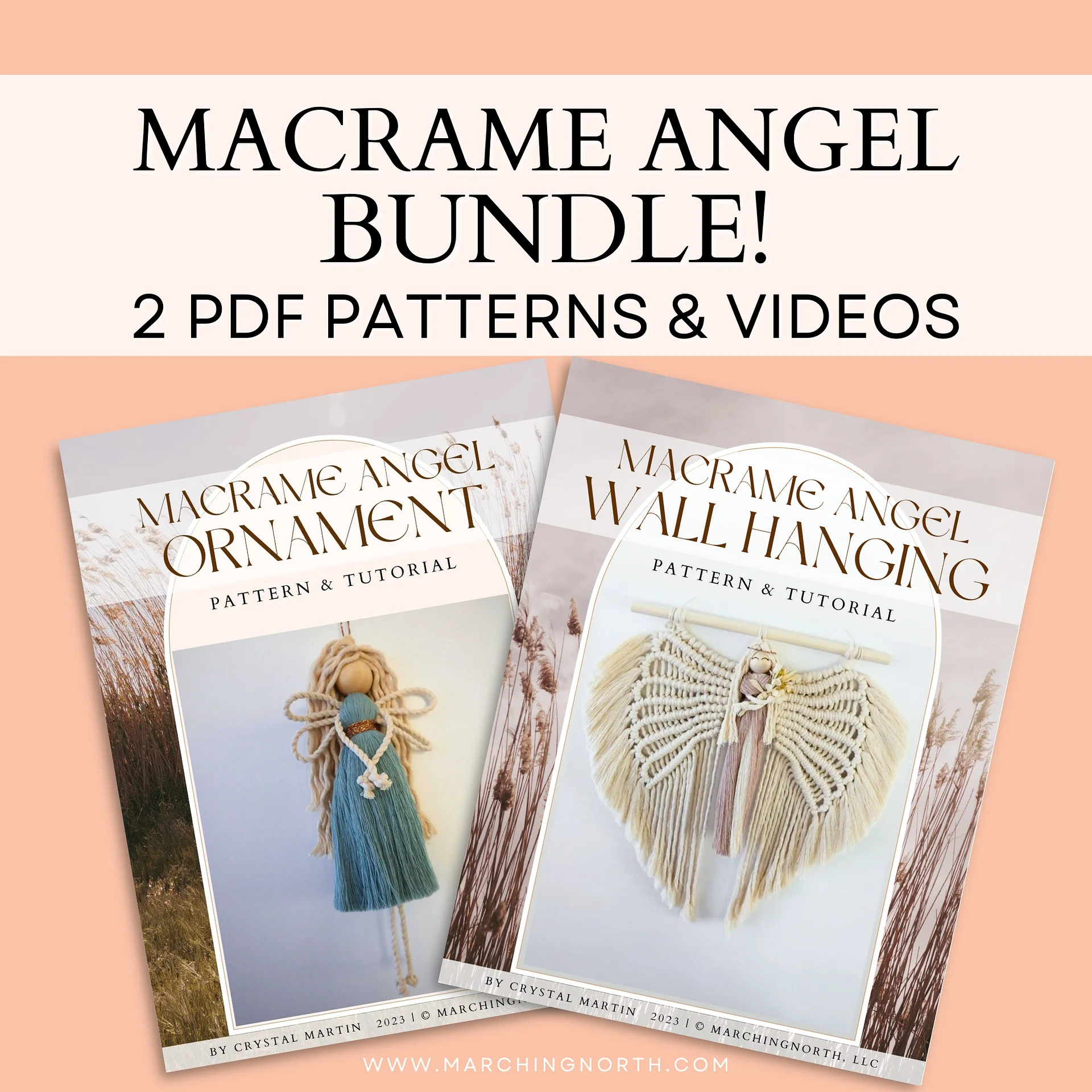 Macrame Angel Wings Wall Hanging Pattern & Angel Ornament Pattern BUNDLE (Digital PDF Pattern) product image (1)