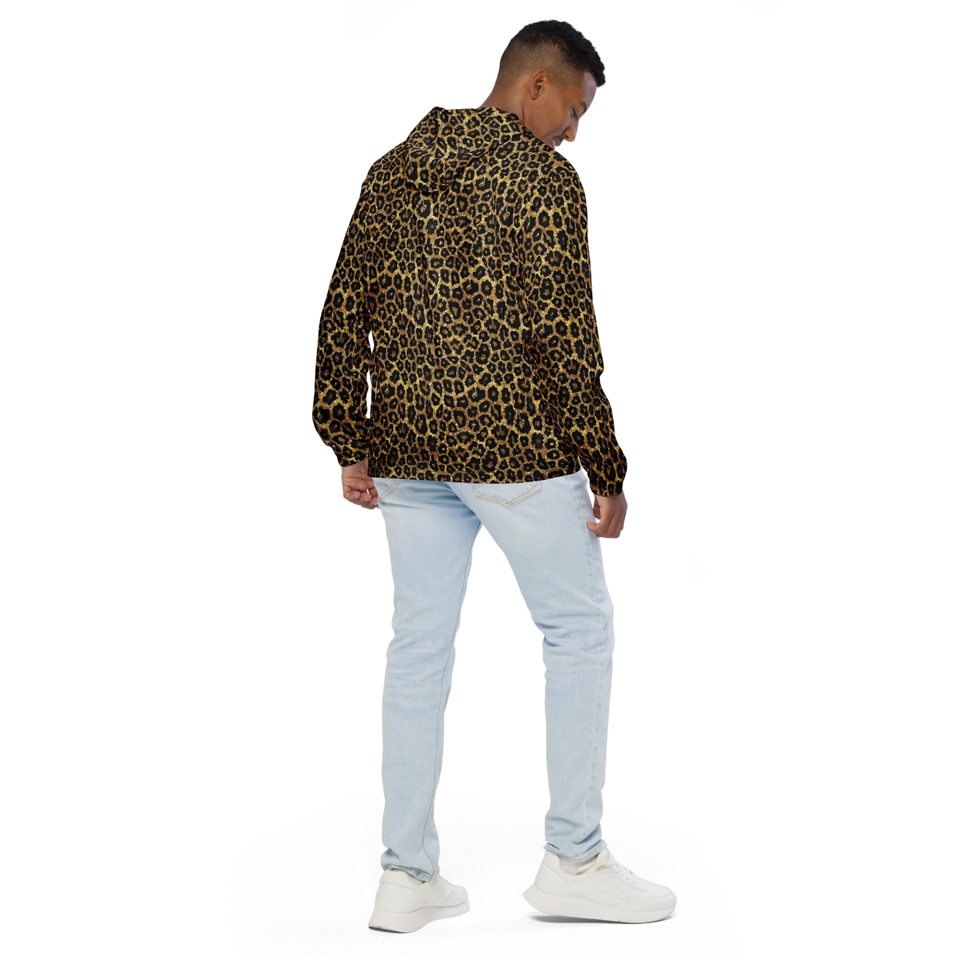 Stylish Custom Gold Leopard Print Windbreaker for Streetwear product image (7)