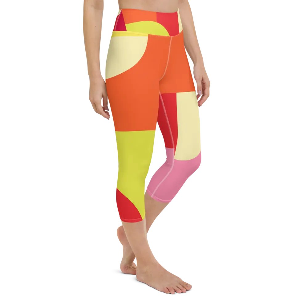 Colorful Large Abstract All-Over Geometric Print Capri Leggings product image (4)