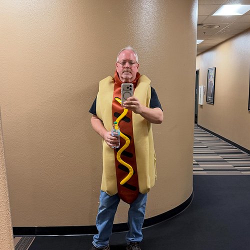 Just a weenie in a hot dog suit about to talk National Hot Dog Month on @morefox5 #steamieweenie #itstillfits #doesthismakemy...