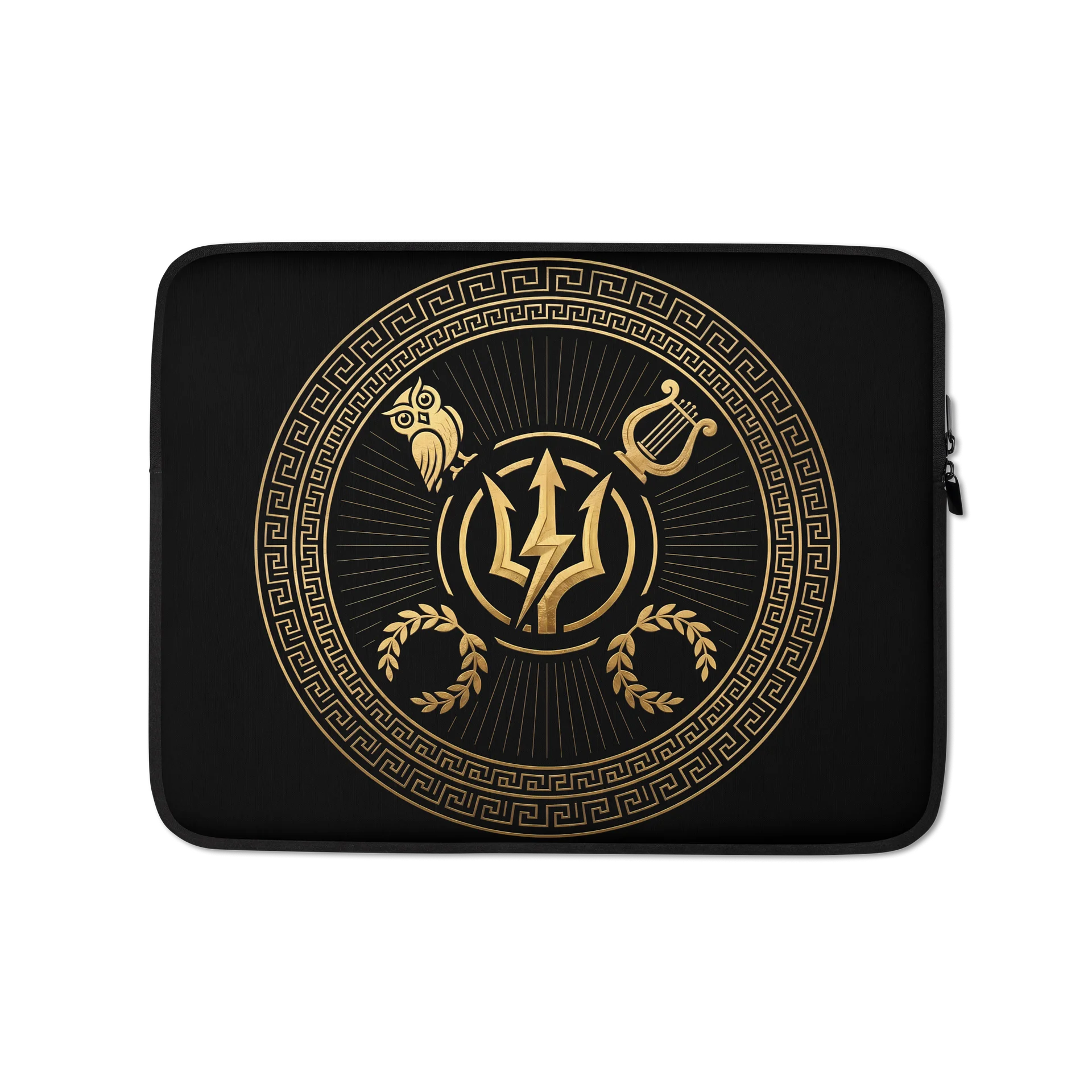Greek Mythology Trident & Lightning Laptop Sleeve – Gold Medallion Design product image (3)