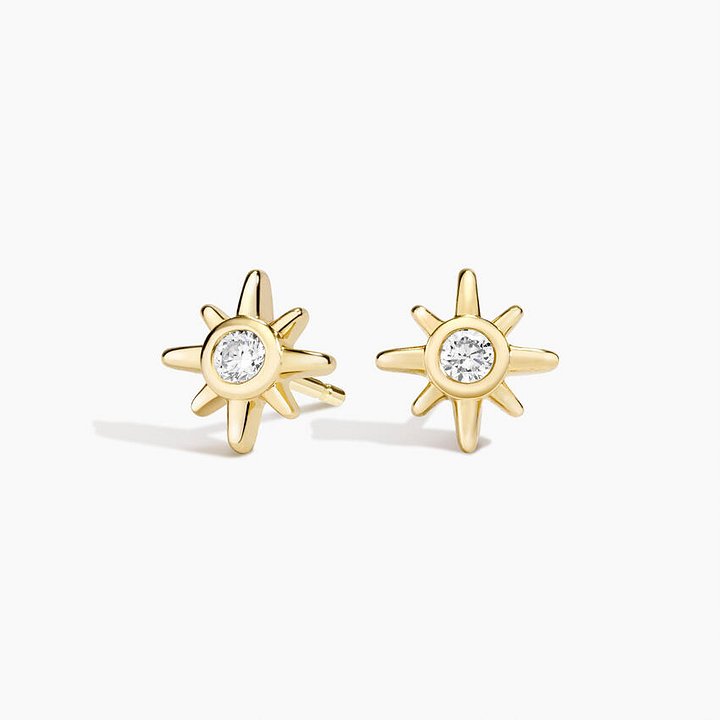 Starburst Cubic Zirconia Stud Earrings in 925 Sterling Silver product image (1)
