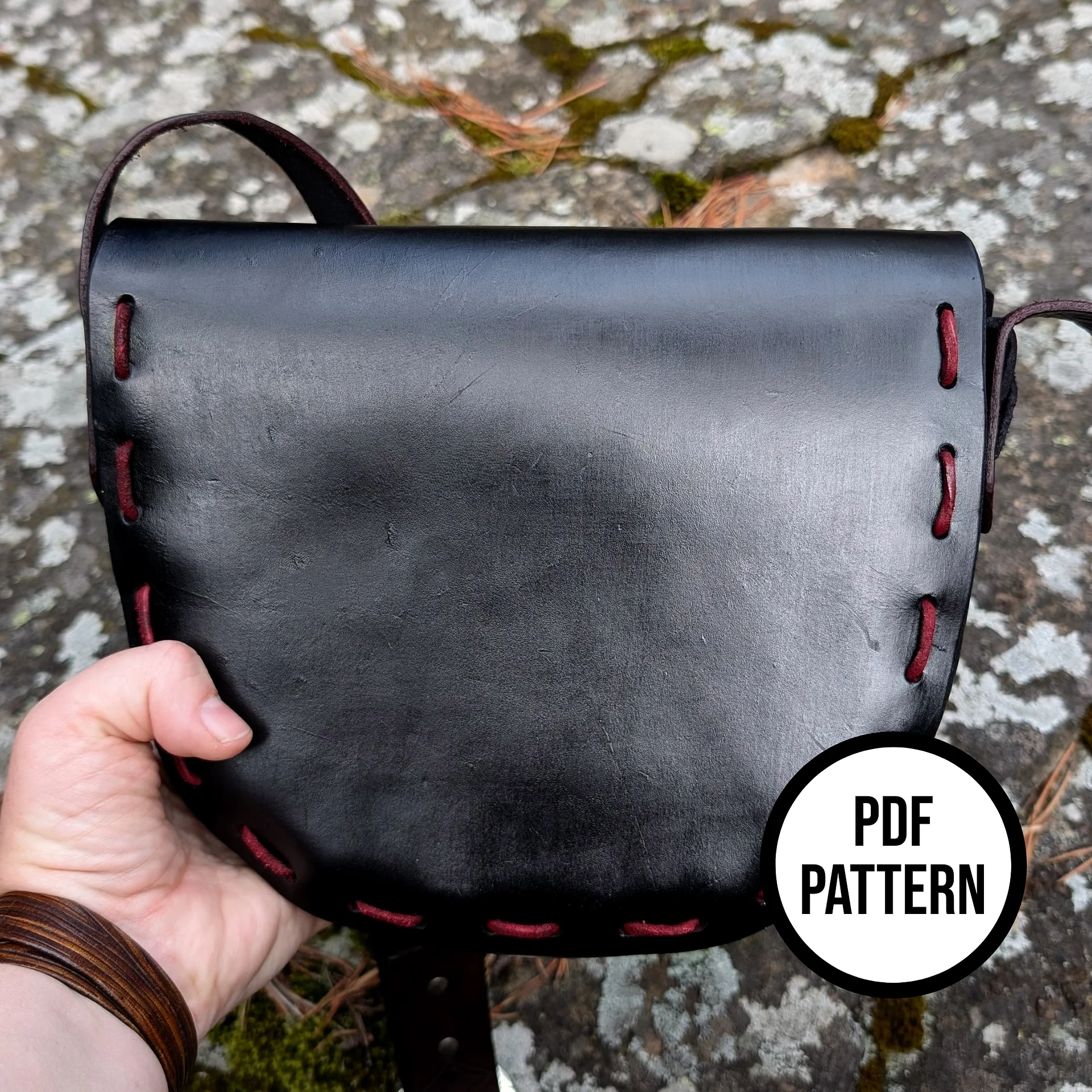 Leather Shoulder Bag with Inlay - PDF Pattern for Leathercraft product image (4)