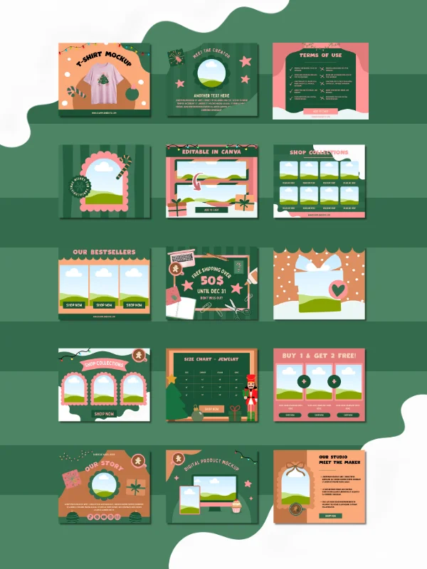 Cute Coquette Christmas Etsy Listing Templates (Canva) product image (3)