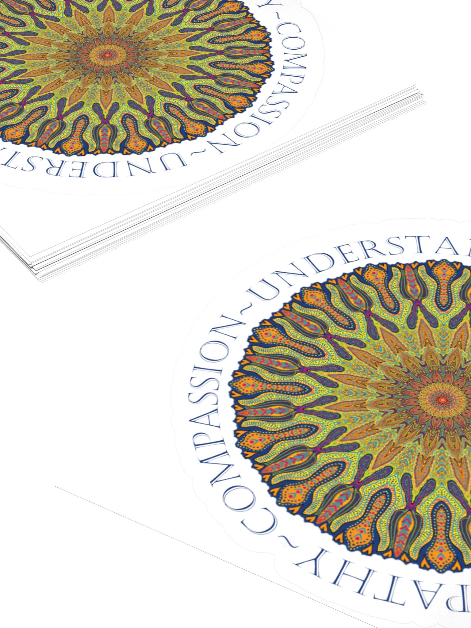 Mandala Kaleidoscope Stickers: Beautiful Burst Design Says: Empathy Compassion Understanding Love Kindness product image (4)