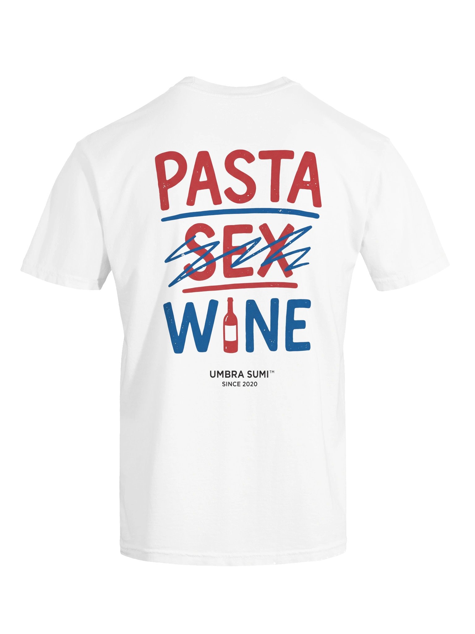 Pasta Sex Wine Funny Unisex White T-Shirt product image (3)