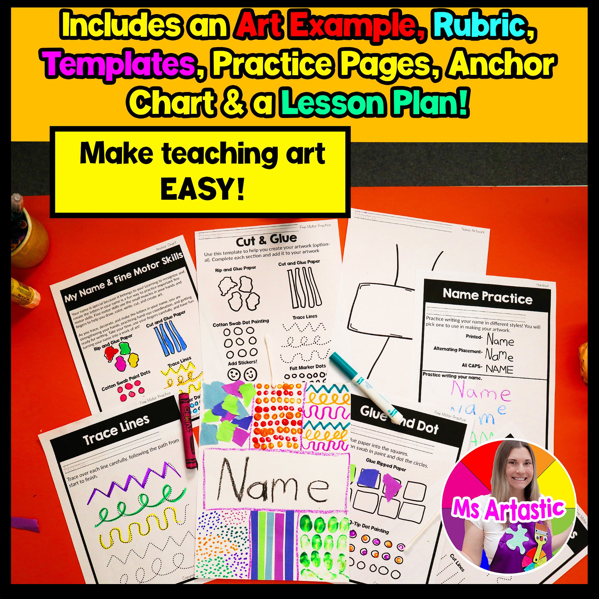 Fine Motor Name Art Lesson Pre K Name Recognition Art Project Preschool Art product image (3)