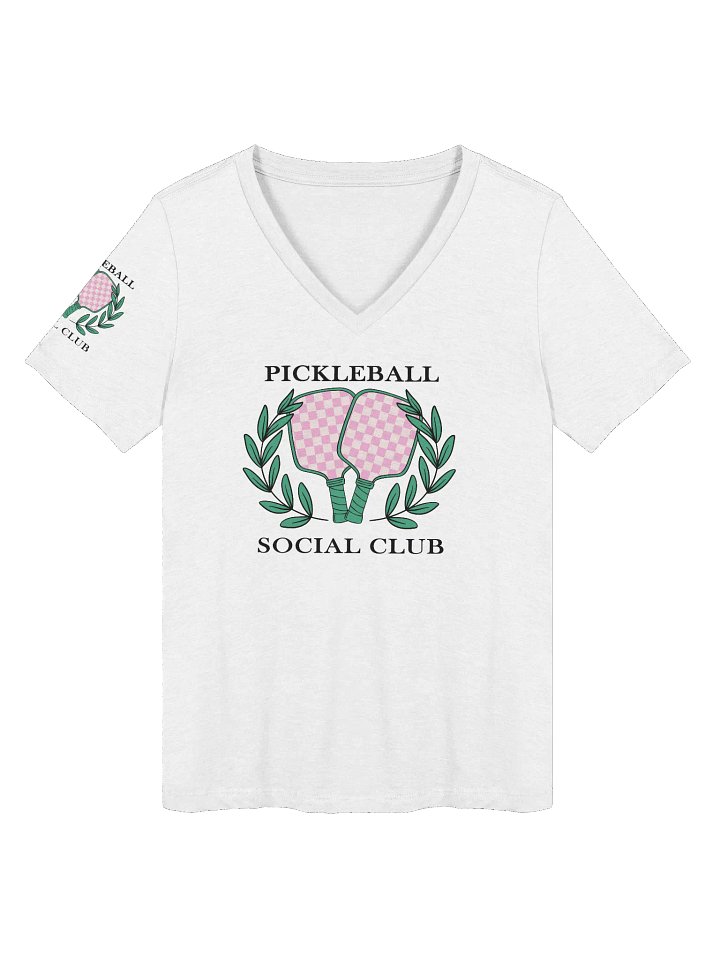 Checkered Pickleball Paddles Women's V-Neck Tee product image (1)