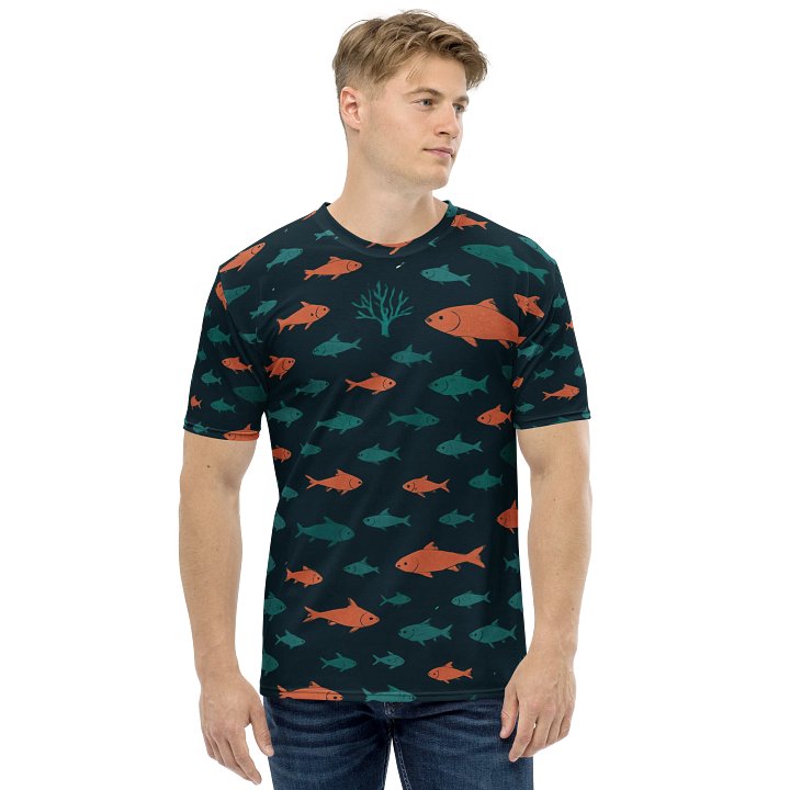 Seamless Underwater Fish Pattern – Coral & Teal on Navy product image (2)