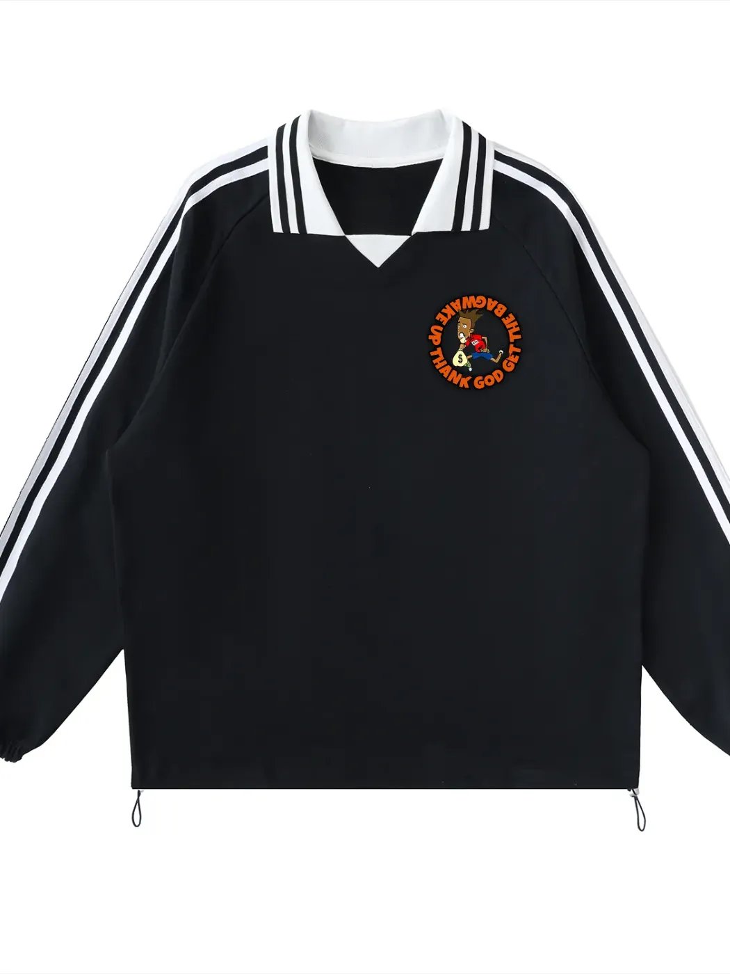 GET THE BAG Contrast Striped Lapel Collar Sweatshirt product image (1)