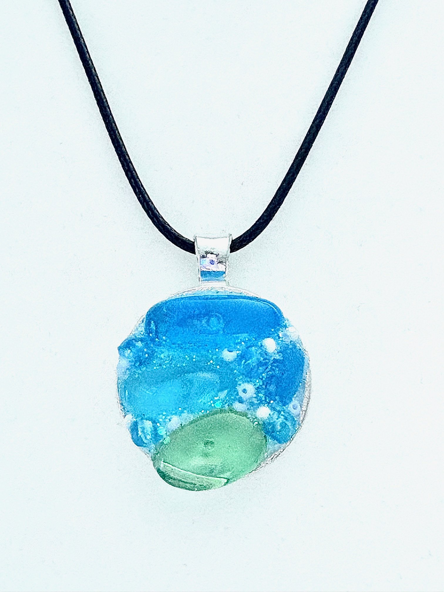 MFD-00207 | Coastal Calm Horizon Pendant Necklace | Handmade Glass Art Jewelry | Monique Faella Designs™ product image (3)