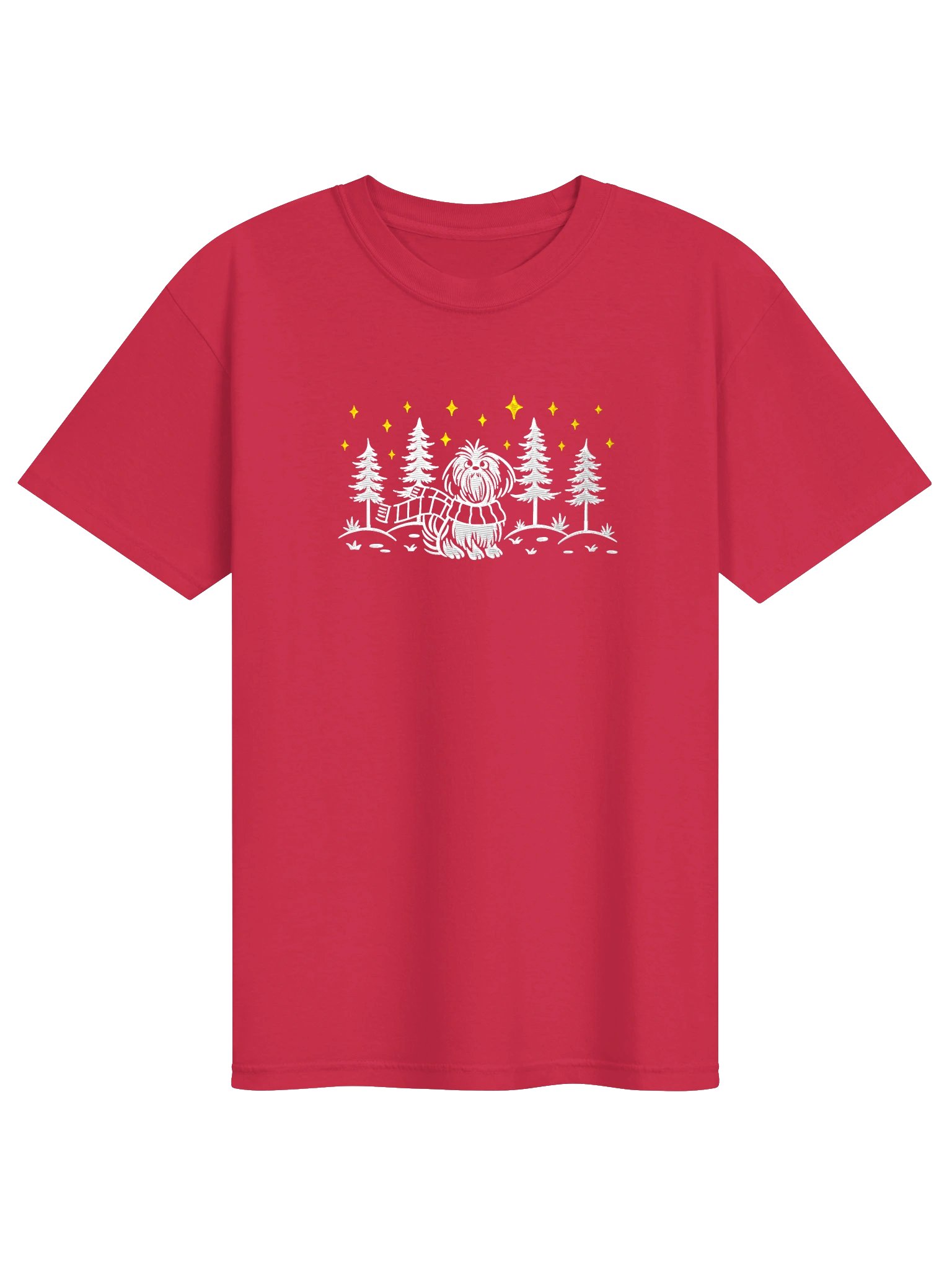 Shih Tzu Winter/Christmas Line Art Design Embroidered T-Shirt product image (17)