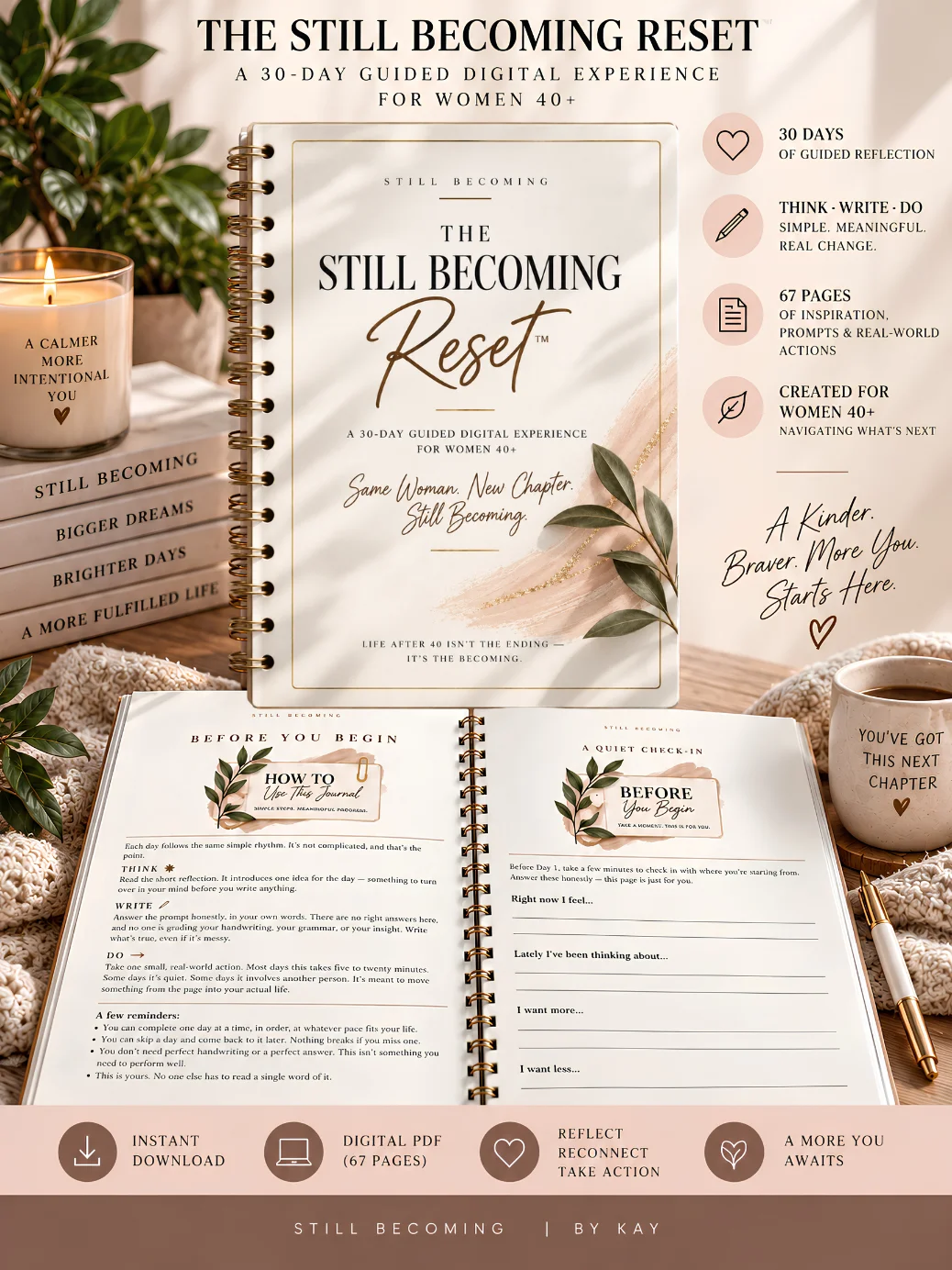 The Still Becoming Reset | 30-Day Guided Digital Journal for Women 40+ product image (2)
