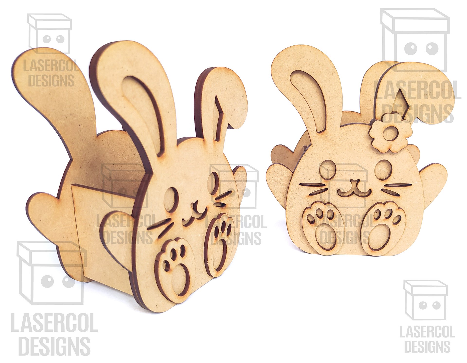 Easter Bunny Basket Set 3 (4 Styles, 2 Sizes) - Laser Cut Files product image (7)