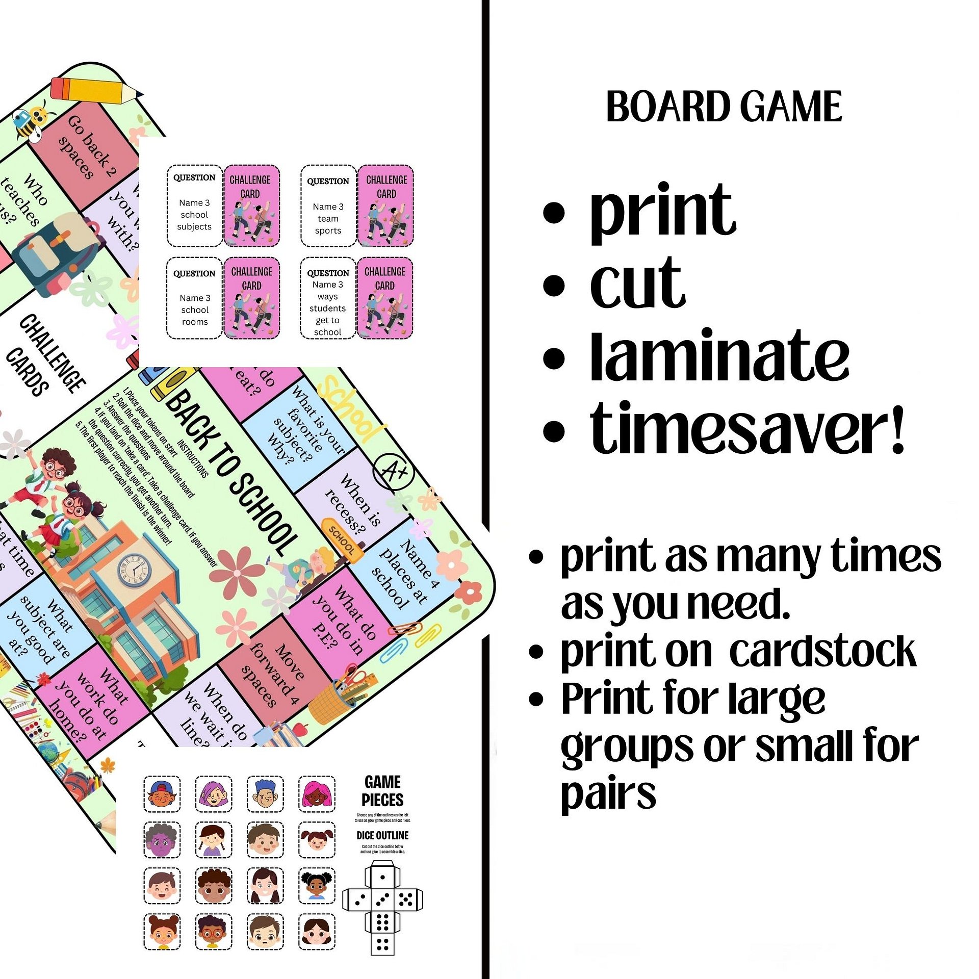 Back to School Printable Board Game product image (2)