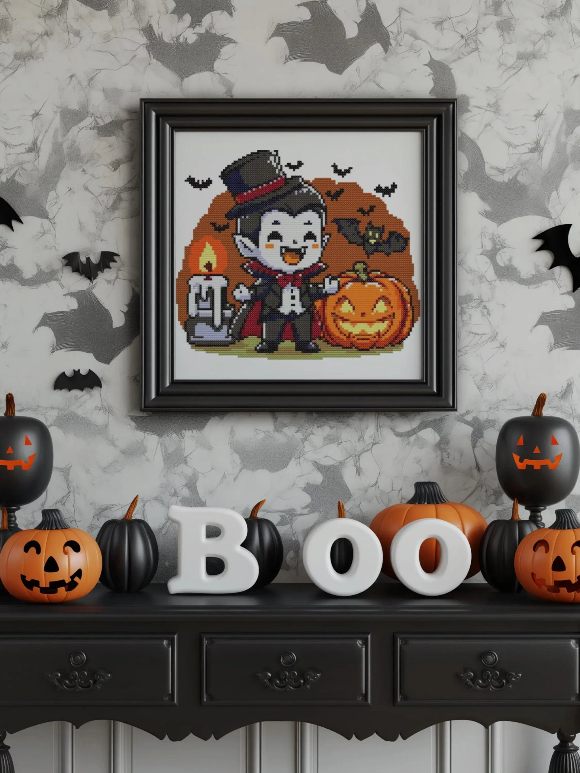 Halloween Vampire Cross Stitch Pattern product image (6)