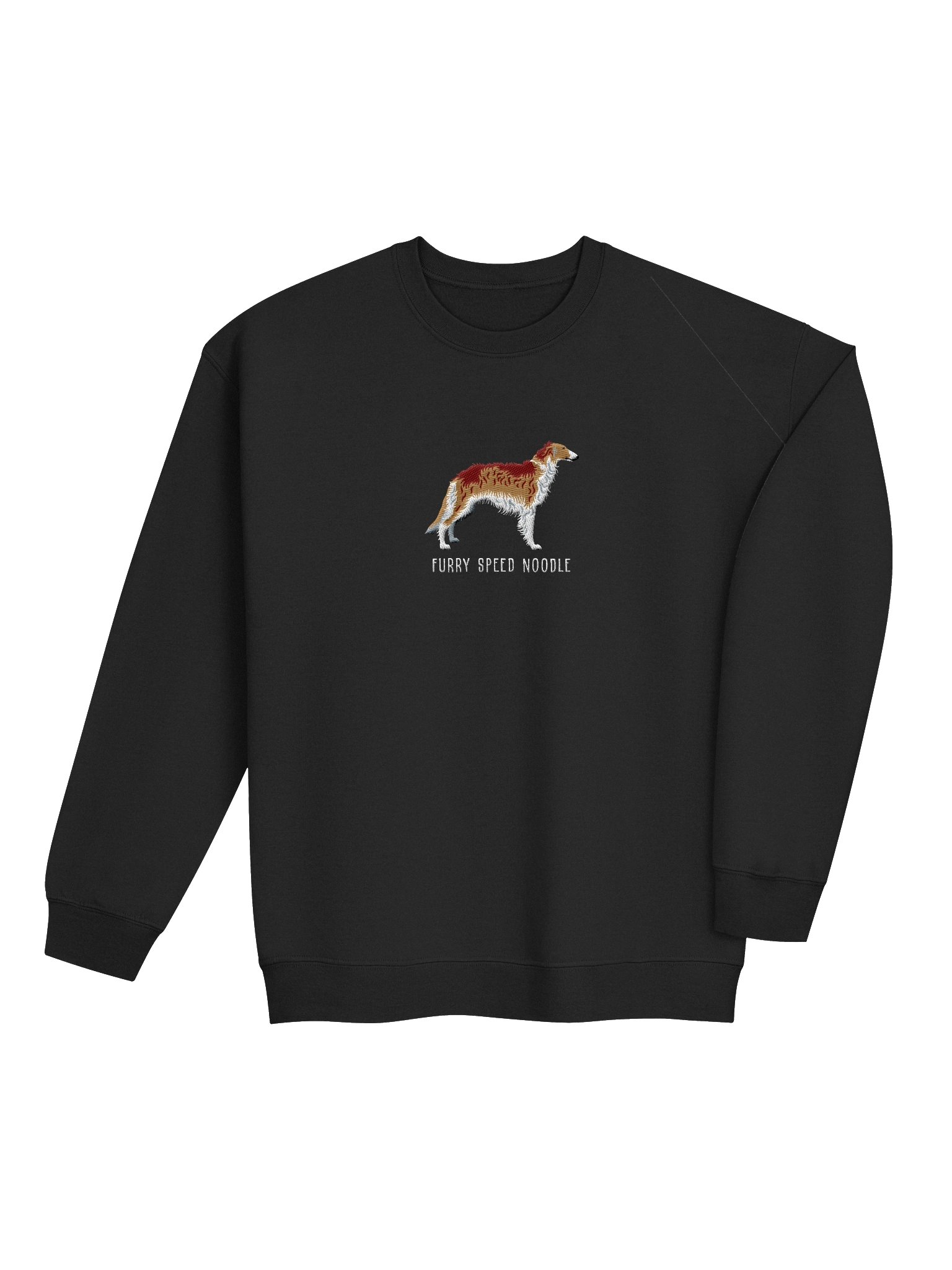 Furry Speed Noodle Sweatshirt (Embroidered) of a Borzoi(Tan & White) product image (7)