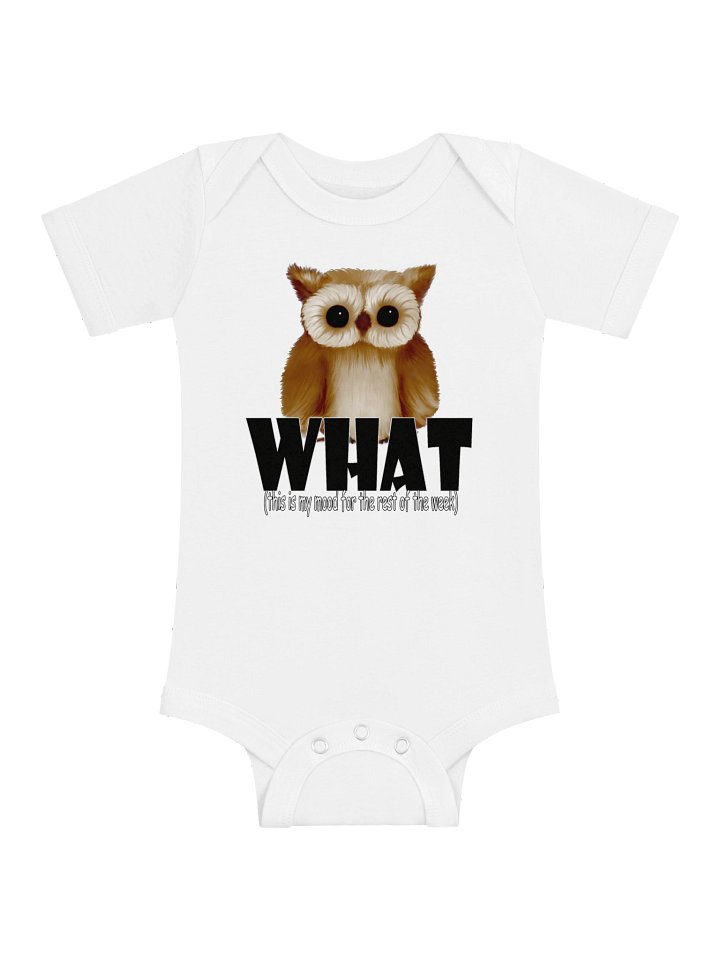 Owl "WHAT" Baby Short Sleeve One Piece - Bella+Canvas product image (1)