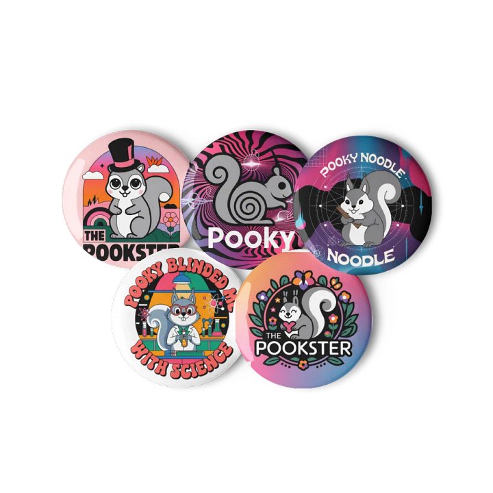 Original Pooky Artwork Buttons: Set of Five -K product image (3)