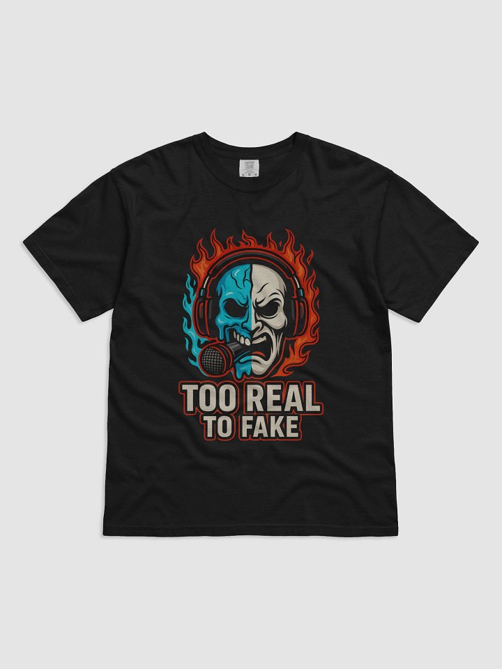 TOO REAL TO FAKE – Flame Mask Mic Tee product image (1)