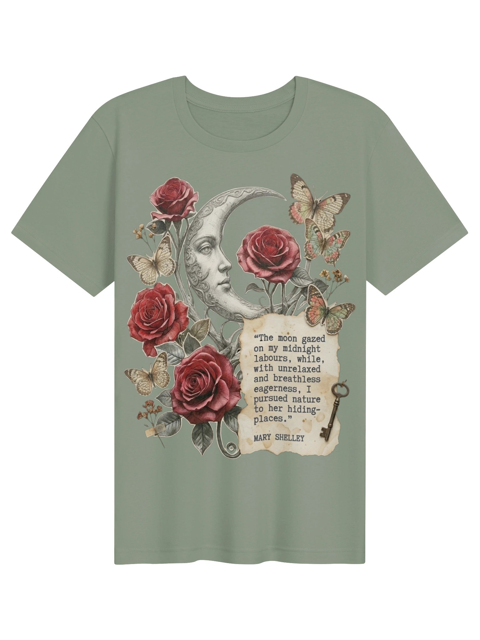 Mary Shelley Quote Shirt, Gothic Literature Tee, Dark Academia Floral Shirt product image (2)