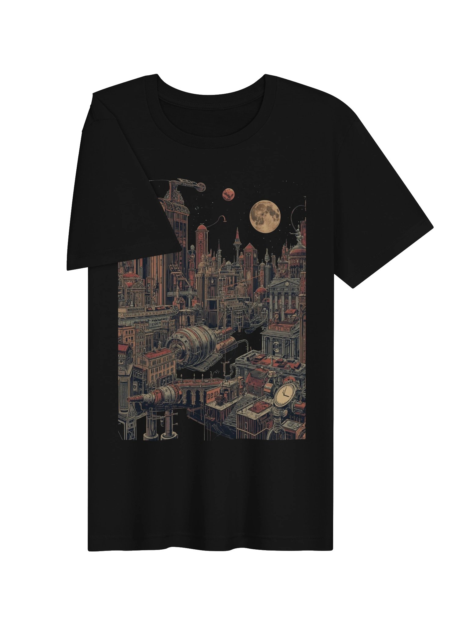 Moonlit Retro-Futurist Cityscape Lightweight T-Shirt product image (6)