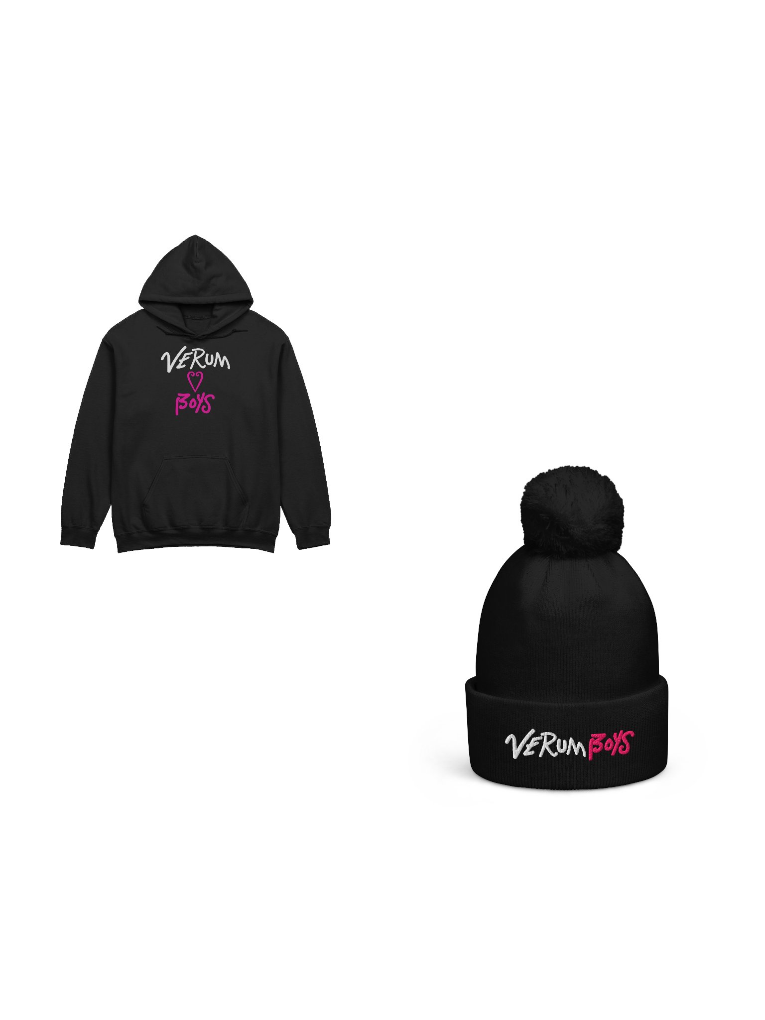 Verum Boys Beanie and Hoodie Bundle (White/Pink) product image (1)