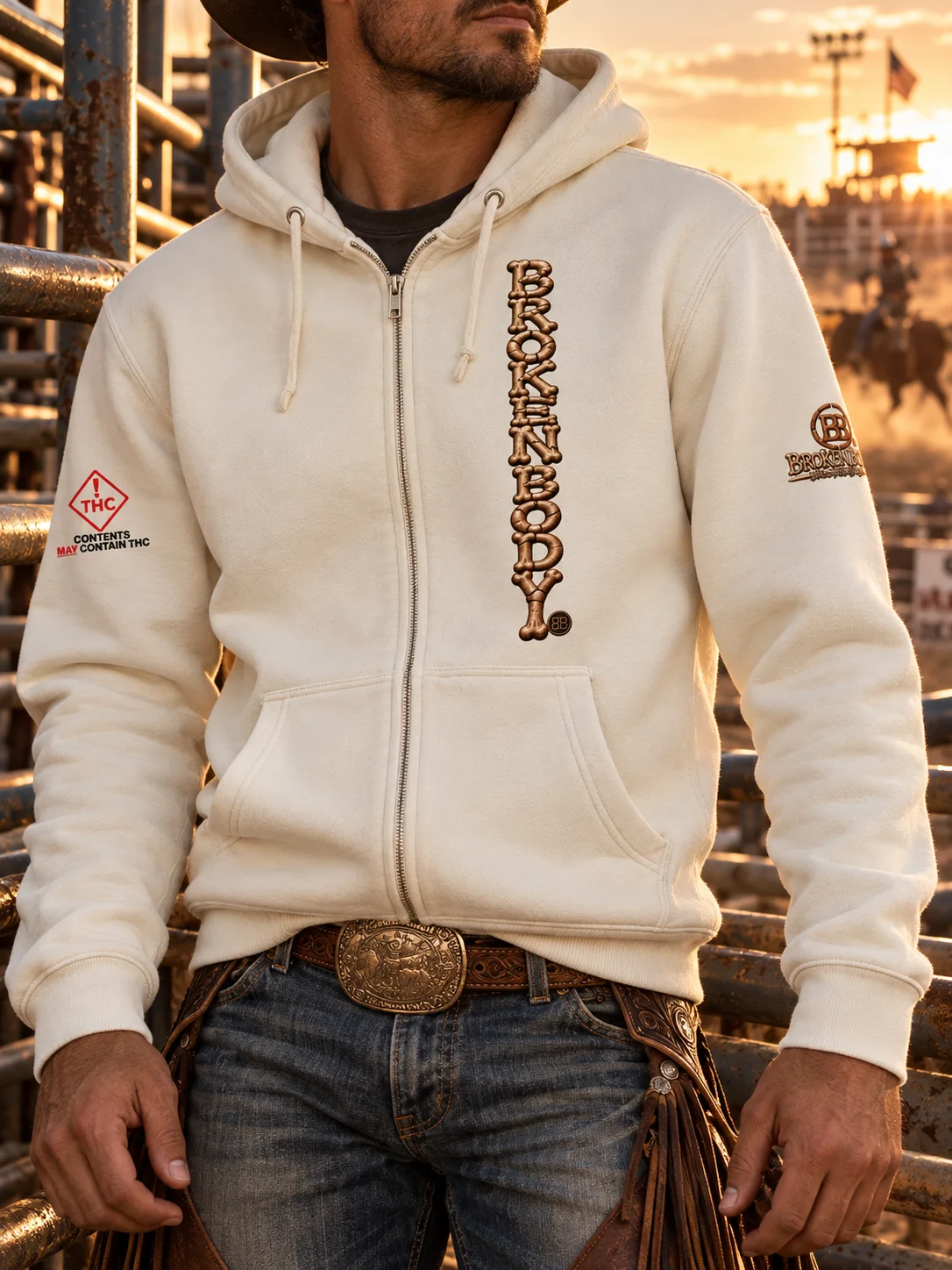 Bronc Riding Hoodie — Ride It ’Til It Quits Full-Zip Rodeo Hoodie | Broken Roughstock™ product image (3)