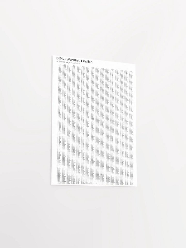 bip-39 Poster of All 2048 Seed Words product image (1)